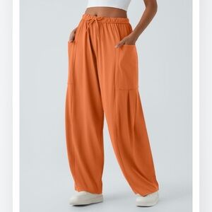 HALARA Mid Rise Elastic Waistband Drawstring Palazzo Wide Leg Pants, S Tall